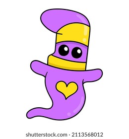 violette, süße Kreatur, Vektorgrafik Karton Emoticon. Symbolzeichnung