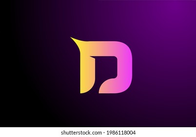 logotipo de letra del alfabeto de gradiente creativo D amarillo púrpura para marca y negocios. Diseño para la identidad corporativa de iconos