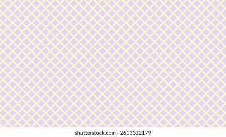 Purple and yellow diagonal background. Plaid checkered seamless pattern.