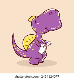 Purple and yellow dinosaur element vector illustration