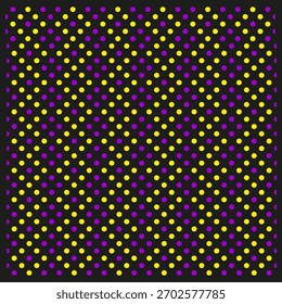 Patrón de puntos amarillos púrpuras. Formas geométricas Abstractas. Textura de color vívido. Vector de fondo vibrante.
