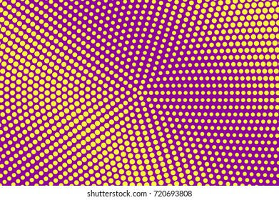 Purple and yellow dotted halftone vector background. Round gradient halftone pattern. Retro style halftone banner template. Aqua green dotted pattern. Abstract dotted backdrop. Pop art surface circle