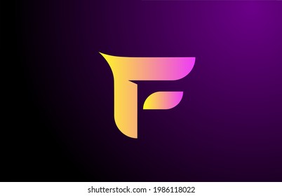 color amarillo púrpura F creativo gradiente letra del alfabeto logo para marca y negocios. Diseño para la identidad corporativa de iconos