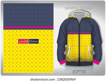 purple yellow fence pattern design, illustration, textile background for sports t-shirt, football jersey shirt mockup for football club. consistent front view