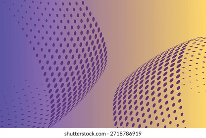 Fondo abstracto degradado púrpura y amarillo con decoración moderna de puntos de semitono brillante. Concepto de fondo minimalista para portada, folleto, certificado y presentación. VOL. 3