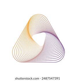 Triángulo de degradado amarillo púrpura Line Art . diseño abstracto. Un logo