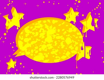 Fondo de la burbuja del discurso del graffiti morado y amarillo. Resumen de la decoración de las banderas de arte callejero moderno en estilo de pintura urbana.