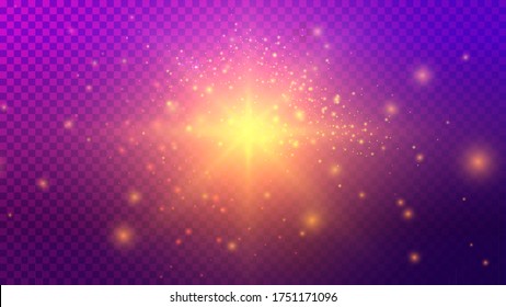 Purple and Yellow Light Effects on Dark Transparent Greed Background