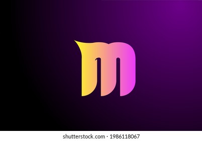 logotipo de letra de gradiente creativo M amarillo púrpura para marca y negocios. Diseño para la identidad corporativa de iconos