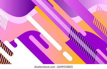 purple yellow orange round geometric shapes texture pattern funny style abstract background