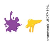 purple and yellow paint splashes vector illustration on white