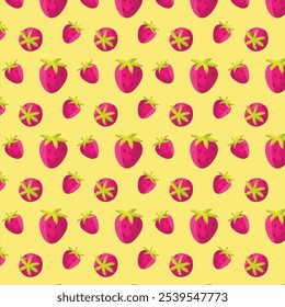 purple yellow patterns with pieces fruits