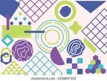 purple, yellow and red colorful geometric retro vector illustration
