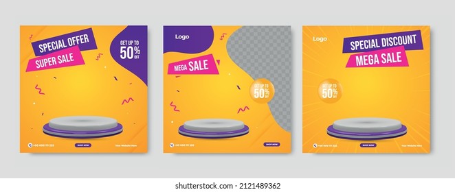 purple and yellow sale discount podium template