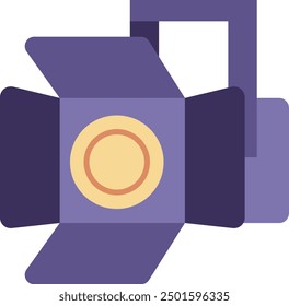 Un foco morado y amarillo con una lente circular