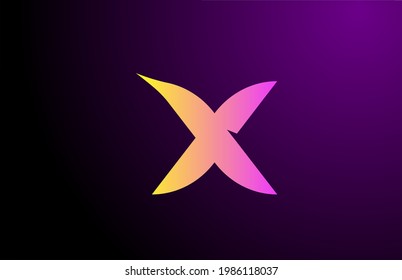 purple yellow X creative gradient alphabet letter logo for branding and business. Design for icon corporate identity