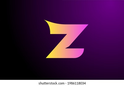 purple yellow Z creative gradient alphabet letter logo for branding and business. Design for icon corporate identity