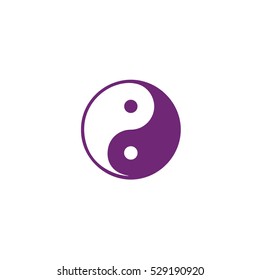 Purple yin yang symbol of harmony and balance icon vector