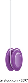 A purple yo-yo with string