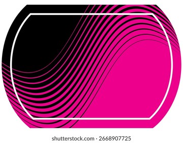Base púrpura-negro para etiqueta sobre fondo blanco. Fondo de Vector para publicidad, embalaje. cubiertas. Patrón moderno de líneas onduladas. Escudo
