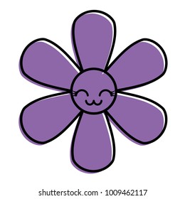 purpleflower kawaii cartoon botanical icon