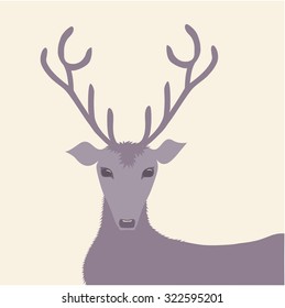 Purple/Grey deer on cream-coloured background
