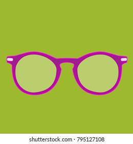 Purple/lilac glasses with diopters for good eyesight / Hipster fashion to wear a style on the nose / Illustration in vector