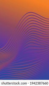 Fondo abstracto morado-anaranjado con líneas onduladas - Ilustración vectorial