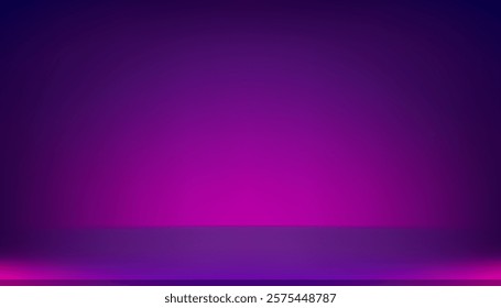 Purple,Pink Neon Background 3d Studio Room with Spotlights for Product Display,Violet futuristic with light,shadow gradient on wall and floor.Modern abstract backgrounds design for technology 