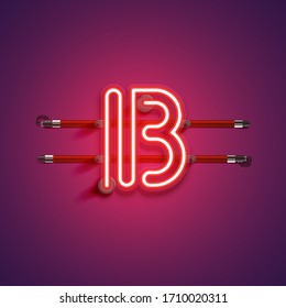 Purple/red high-detailed neon character, vector illustration