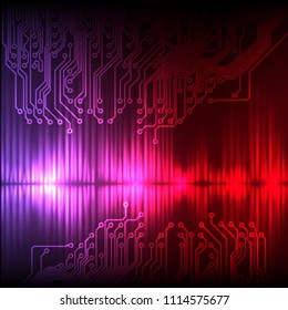 Purple-red wave abstract equalizer and circuit.