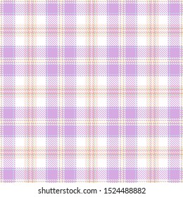 Purple,White and Beige Tartan Plaid Scottish Seamless Pattern. Texture from tartan, plaid, tablecloths, shirts, clothes, dresses, bedding, blankets and other textile.