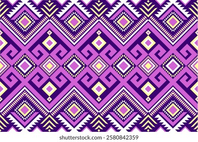 Purple-Yellow Geometric Ethnic Pattern, seamless pattern, vector, native American ornament, abstract, wallpaper, textile, rug, tiled floors, Aztec design, colorful art, repeat, pattern