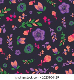 Purplish Spring Floral Seamless Pattern Design