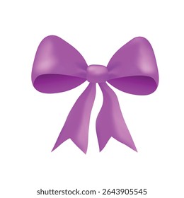 Purplle gift bow, flat ribbons isolated on white background. Ribbon banner vector illustration. Holiday lace.