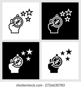 Icono impulsado por propósito con fondo blanco y negro