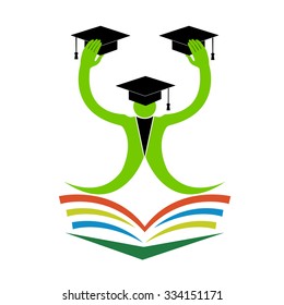 The purpose of the happy graduation man design used for college and university sign and symbol.