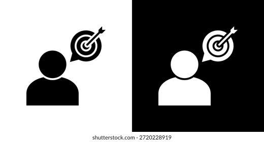 Icono de propósito relleno en blanco y negro.