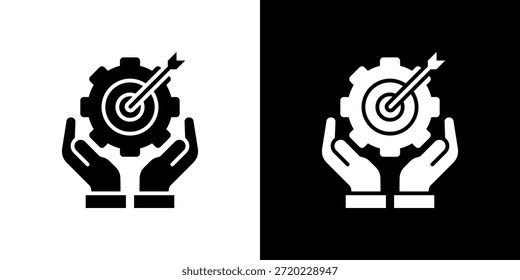 Icono de propósito relleno en blanco y negro.