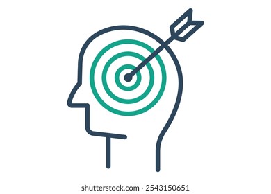 Purpose icon. line icon style. head with target. icon related to motivation. success elements vector illustration