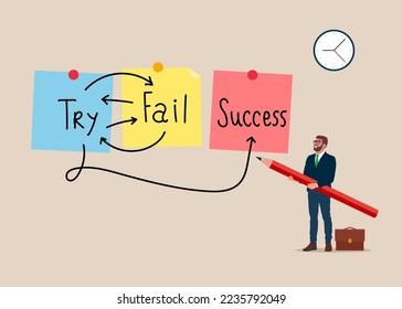 Purpose and movement to success despite obstacles. Vector flat style cartoon illustration.