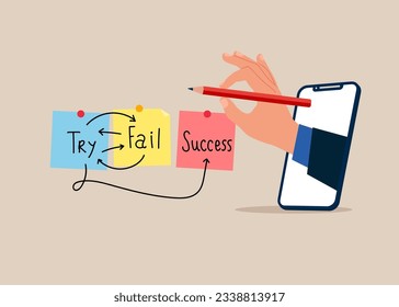 Purpose and movement to success despite obstacles. Vector illustration.