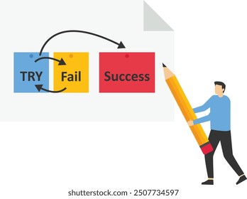 Purpose and movement to success despite obstacles. Vector flat style cartoon illustration.

