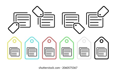 Purpose sheet of paper vector icon in tag set illustration for ui and ux, website or mobile application