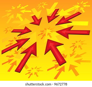 Purpose specified by red arrows on yellow floor