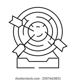 Zweck-Zielzeilen-Symbolvektor. Zweckbestimmungszeichen isoliertes Kontursymbol, schwarze Illustration