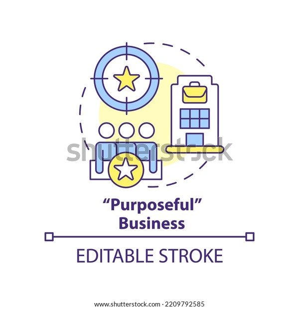 Purposeful business concept icon. Brand image.\
Punditized business trend abstract idea thin line illustration.\
Isolated outline drawing. Editable stroke. Arial, Myriad Pro-Bold\
fonts used