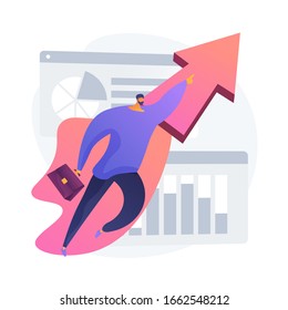 Purposeful businessman with briefcase. Aspiration, ambition, pursuit. Career motivation, startup. Professional development idea. Innovative solution. Vector isolated concept metaphor illustration