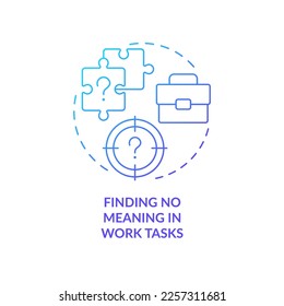 Purposeless duties at workplace blue gradient concept icon. Unclear work goals. Depressed employees abstract idea thin line illustration. Isolated outline drawing. Myriad Pro-Bold font used