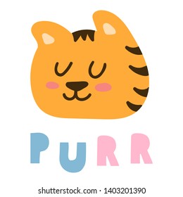 Purr cat. Hand drawn vector lettering illustration for postcard, t shirt, print, stickers, wear, posters design.